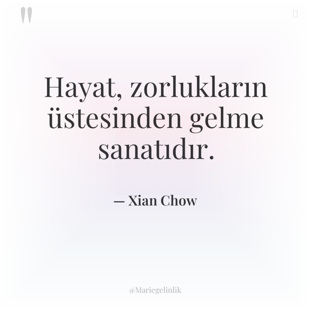 Hayat, zorlukların üstesinden gelme sanatıdır.