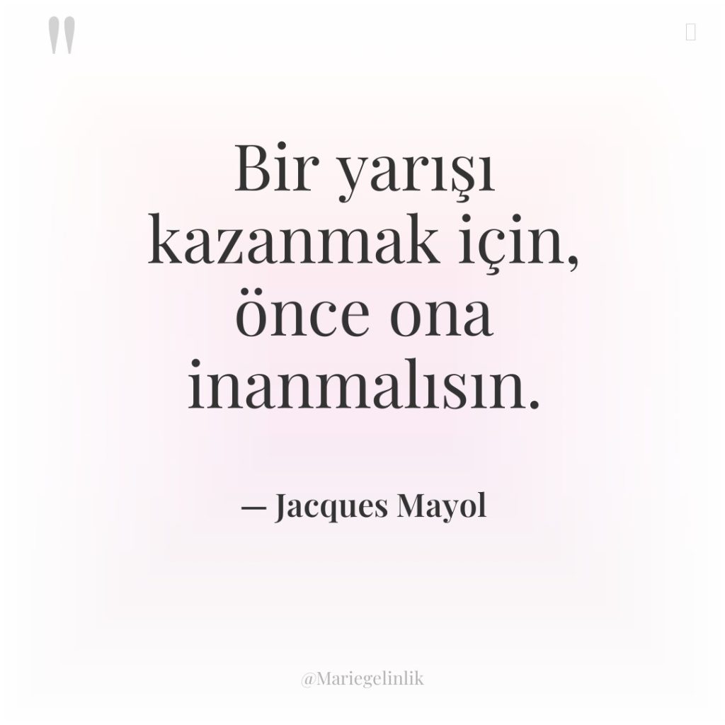 Bir yarışı kazanmak için, önce ona inanmalısın.