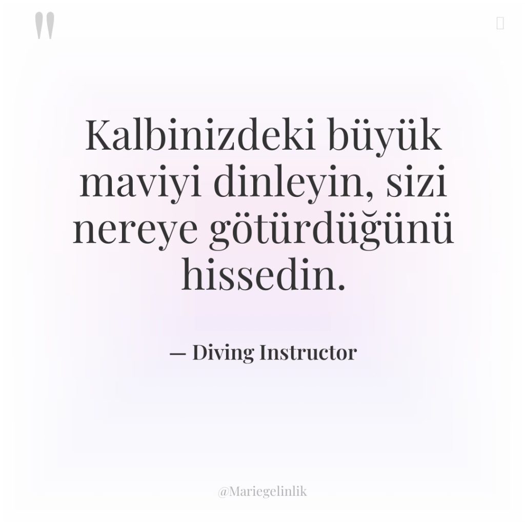 Kalbinizdeki büyük maviyi dinleyin, sizi nereye götürdüğünü hissedin.