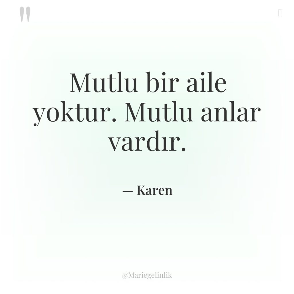 Mutlu bir aile yoktur. Mutlu anlar vardır.