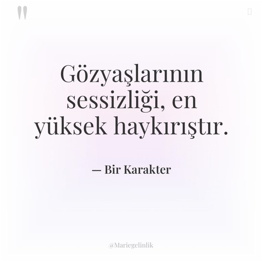 Gözyaşlarının sessizliği, en yüksek haykırıştır.