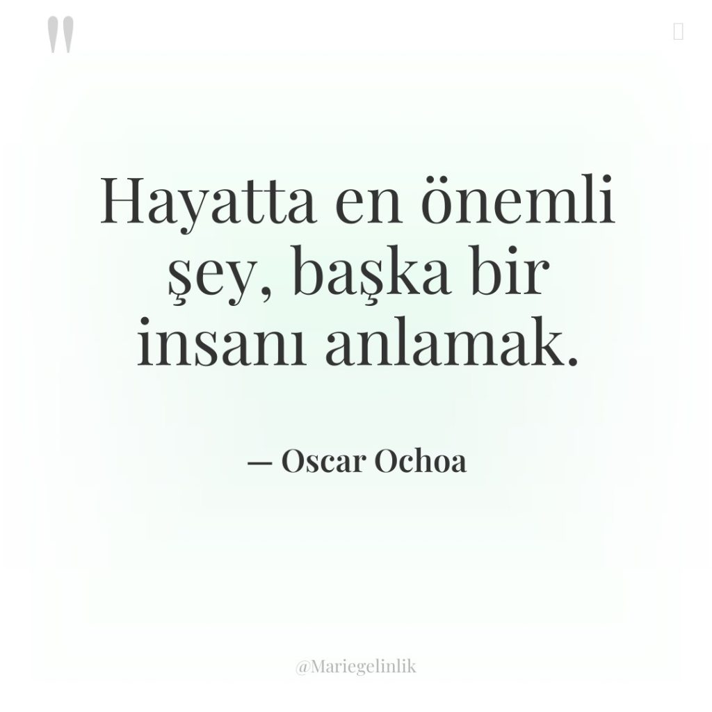 Hayatta en önemli şey, başka bir insanı anlamak.