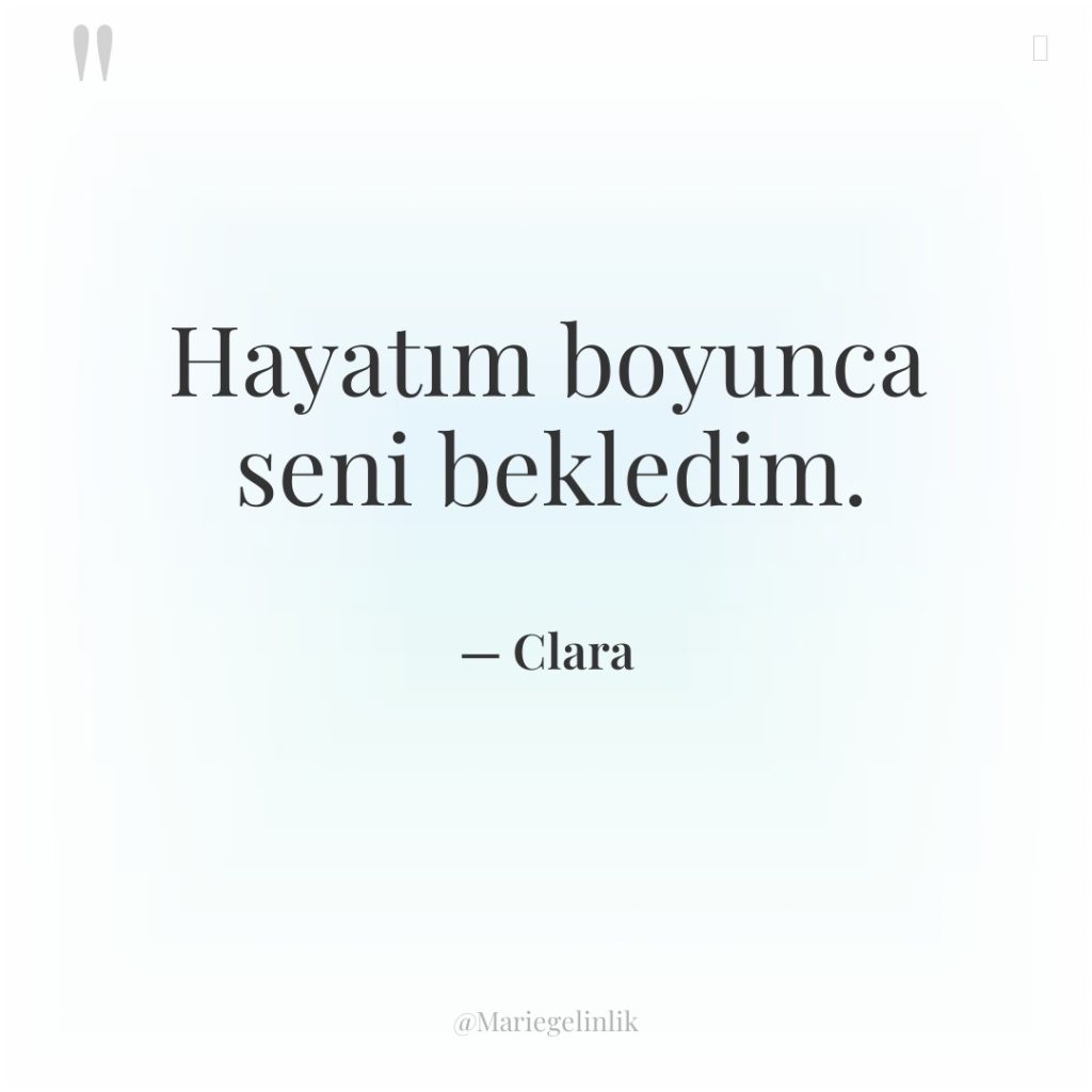 Hayatım boyunca seni bekledim.