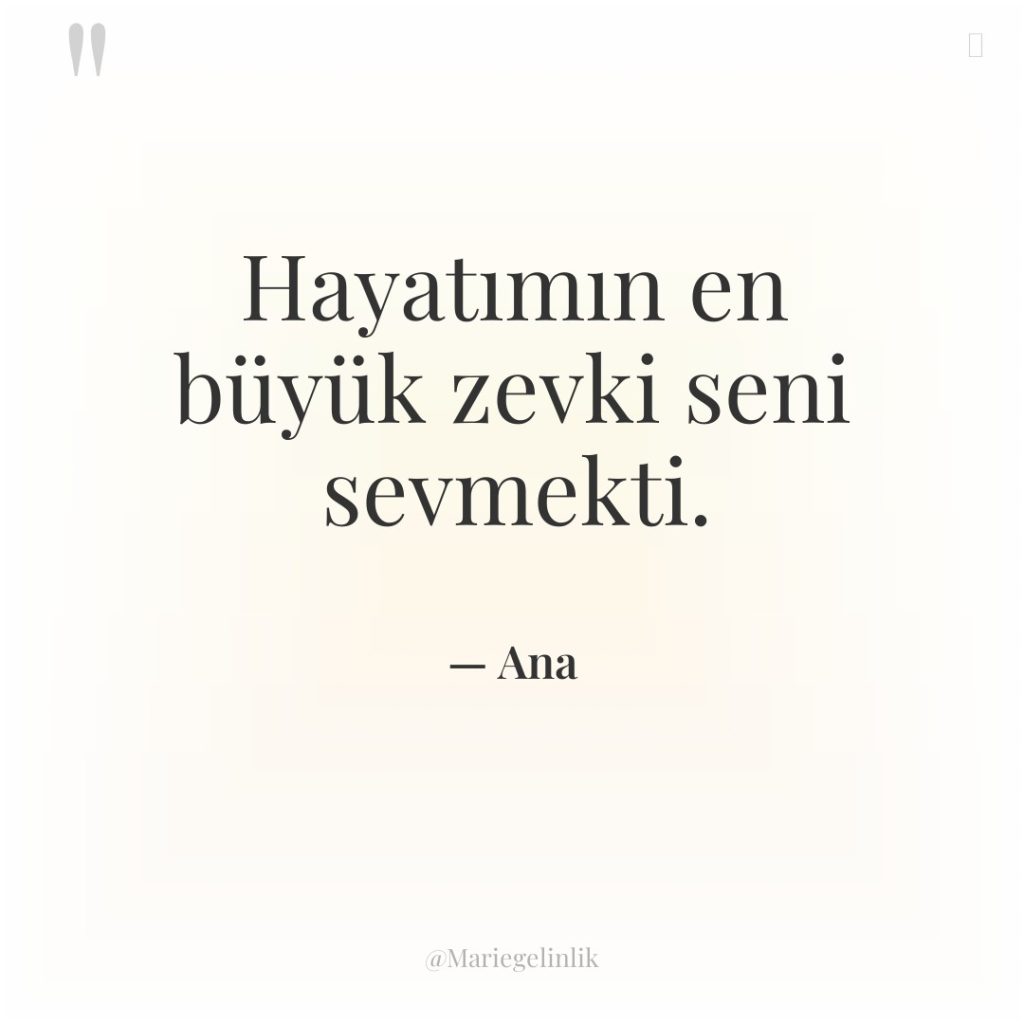 Hayatımın en büyük zevki seni sevmekti.