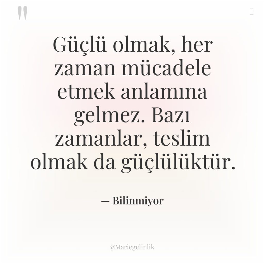 Güçlü olmak, her zaman mücadele etmek anlamına gelmez. Bazı zamanlar,…