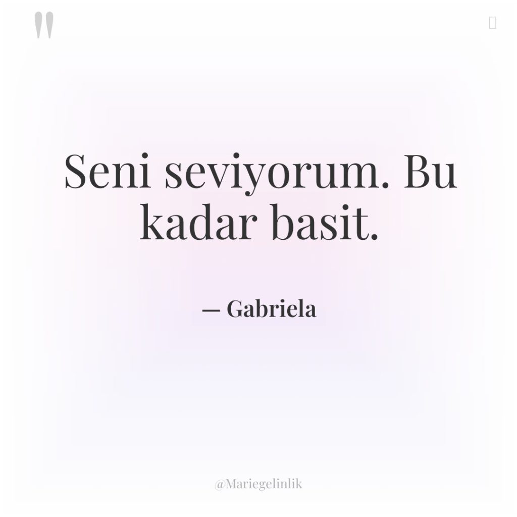 Seni seviyorum. Bu kadar basit.