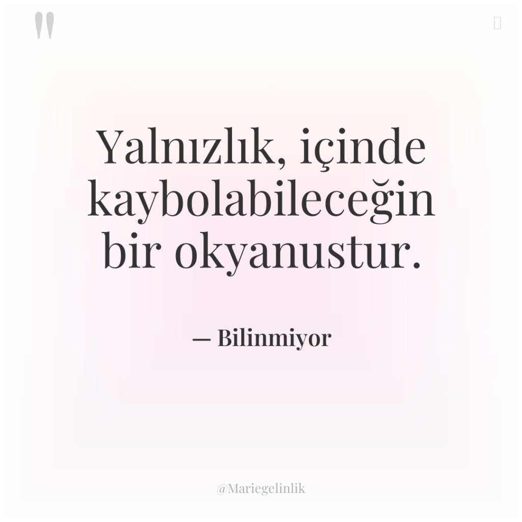 Yalnızlık, içinde kaybolabileceğin bir okyanustur.