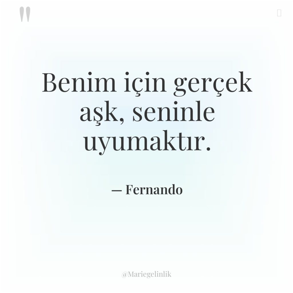 Benim için gerçek aşk, seninle uyumaktır.