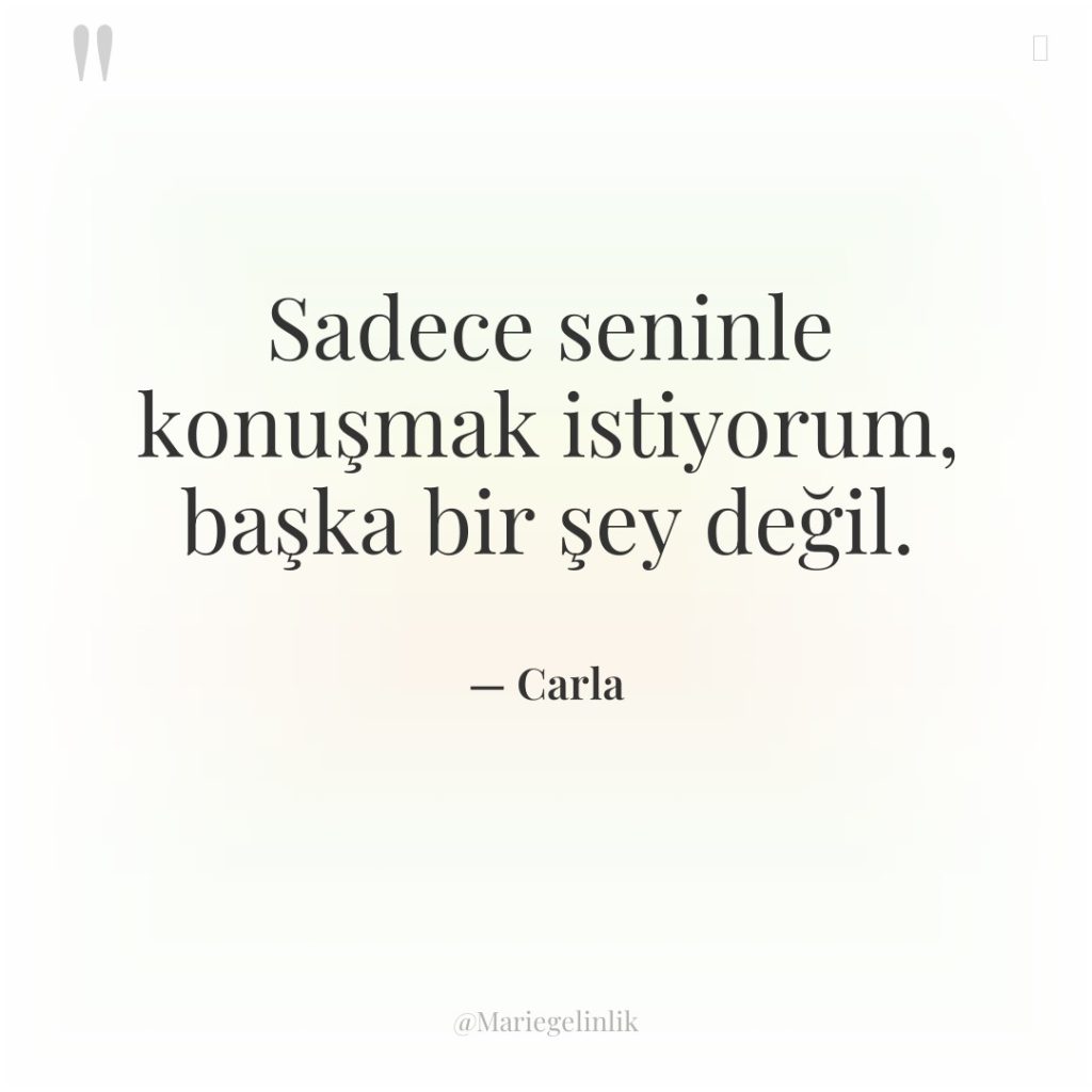 Sadece seninle konuşmak istiyorum, başka bir şey değil.