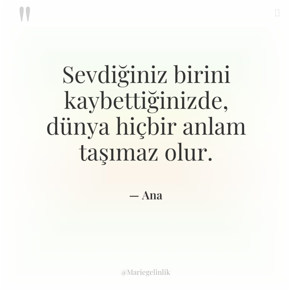 Sevdiğiniz birini kaybettiğinizde, dünya hiçbir anlam taşımaz olur.