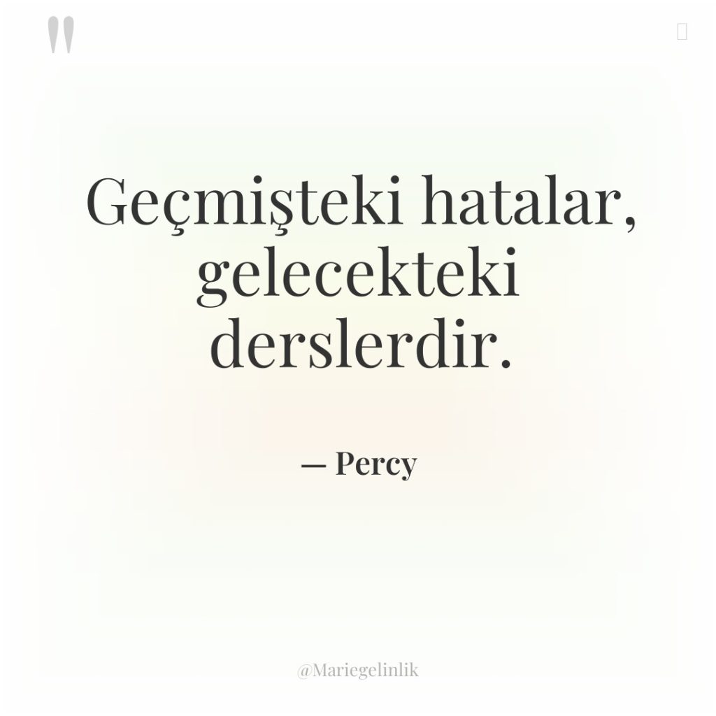 Geçmişteki hatalar, gelecekteki derslerdir.