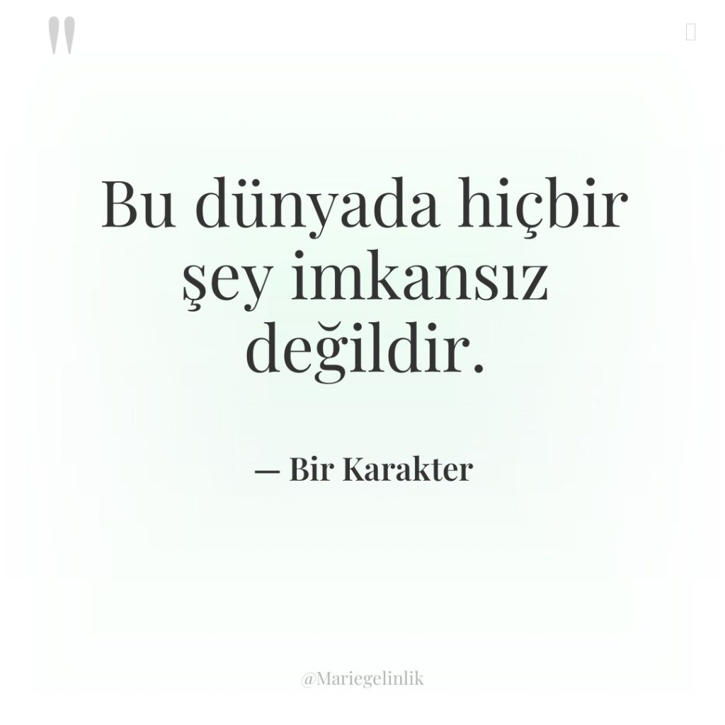 Bu dünyada hiçbir şey imkansız değildir.