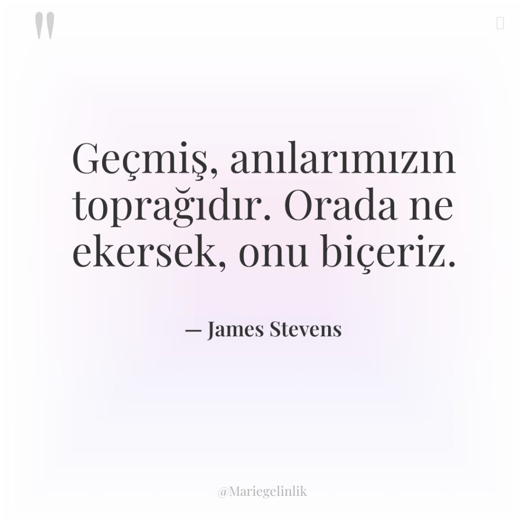 Geçmiş, anılarımızın toprağıdır. Orada ne ekersek, onu biçeriz.