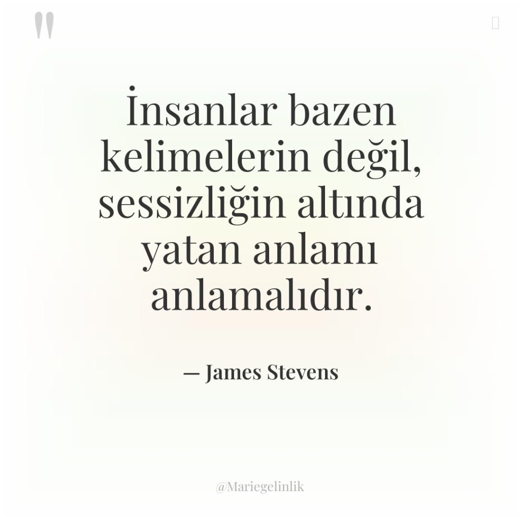 İnsanlar bazen kelimelerin değil, sessizliğin altında yatan anlamı anlamalıdır.