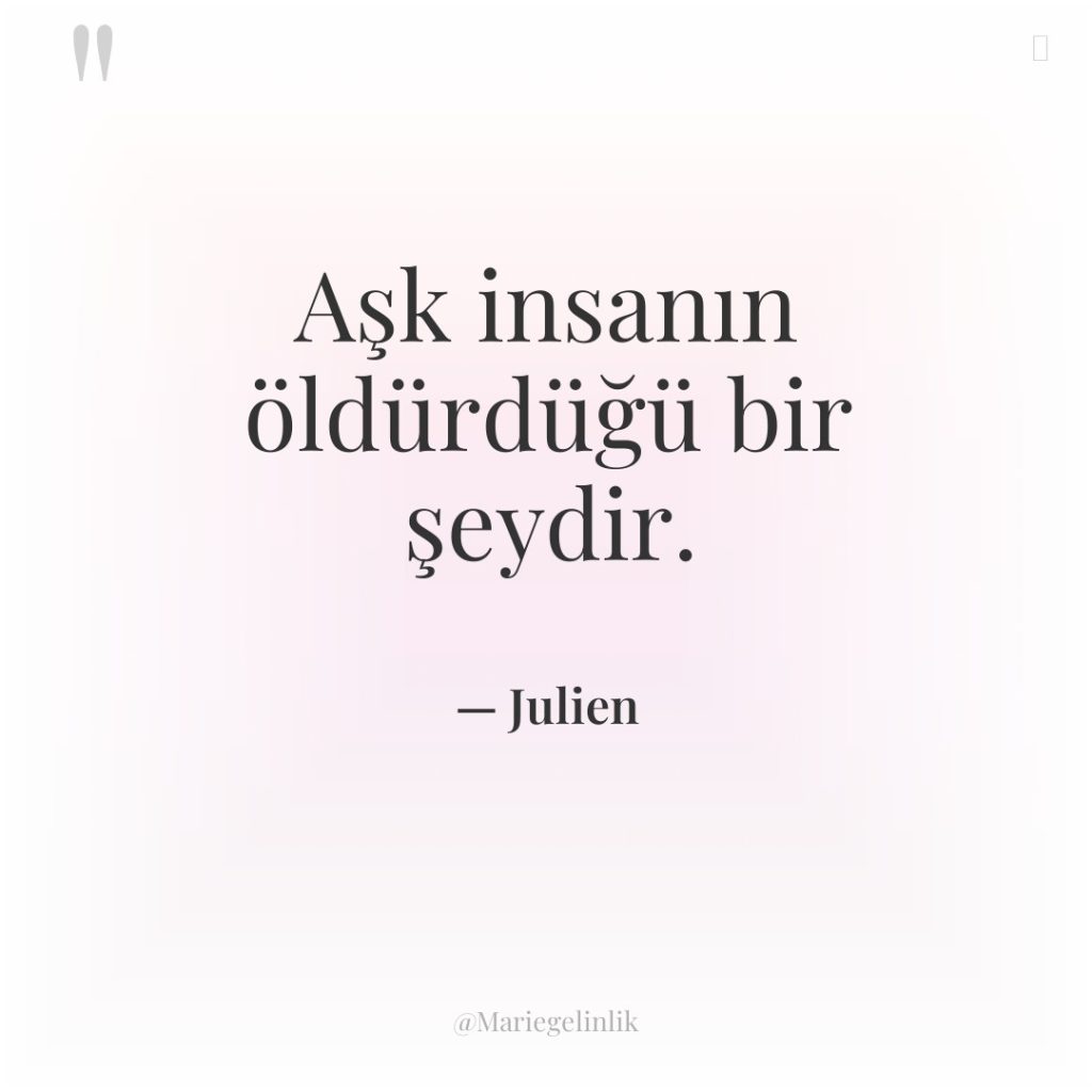 Aşk insanın öldürdüğü bir şeydir.