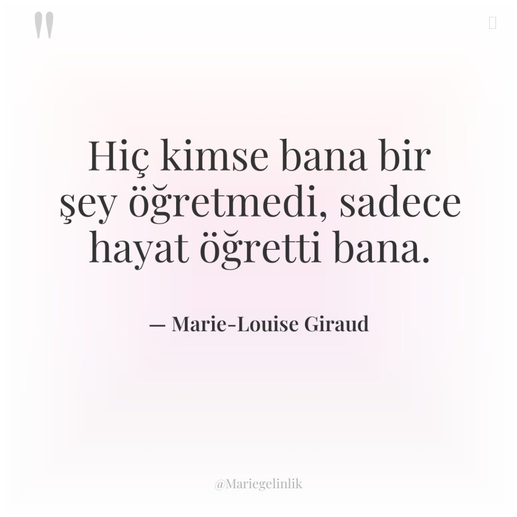Hiç kimse bana bir şey öğretmedi, sadece hayat öğretti bana.