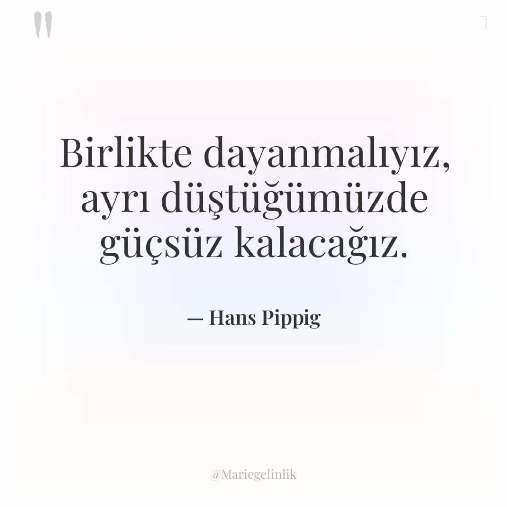 Birlikte dayanmalıyız, ayrı düştüğümüzde güçsüz kalacağız.