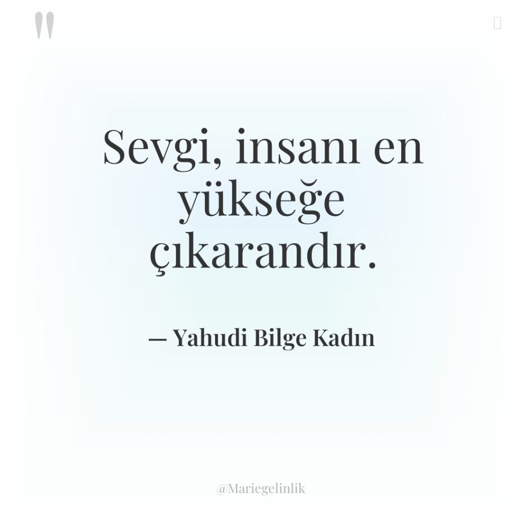 Sevgi, insanı en yükseğe çıkarandır.