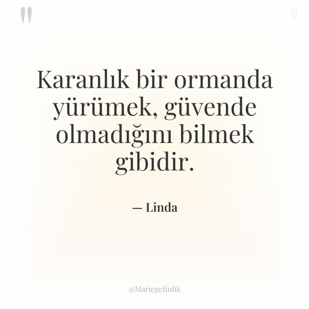 Karanlık bir ormanda yürümek, güvende olmadığını bilmek gibidir.
