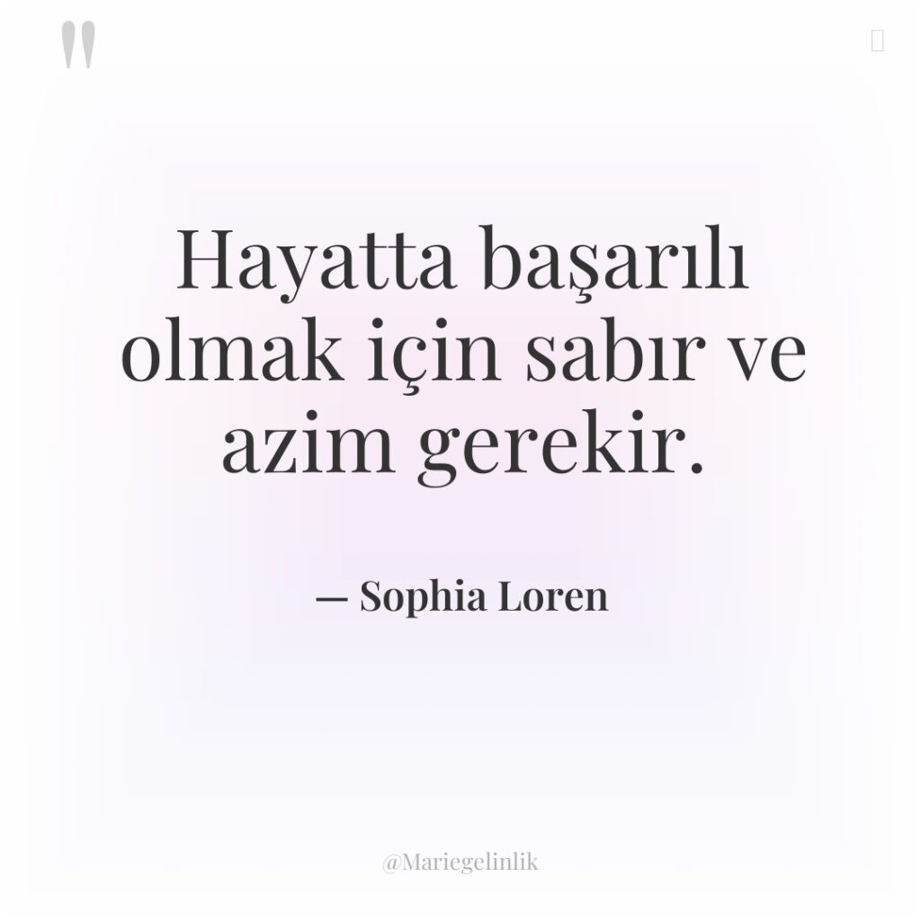 Hayatta başarılı olmak için sabır ve azim gerekir.