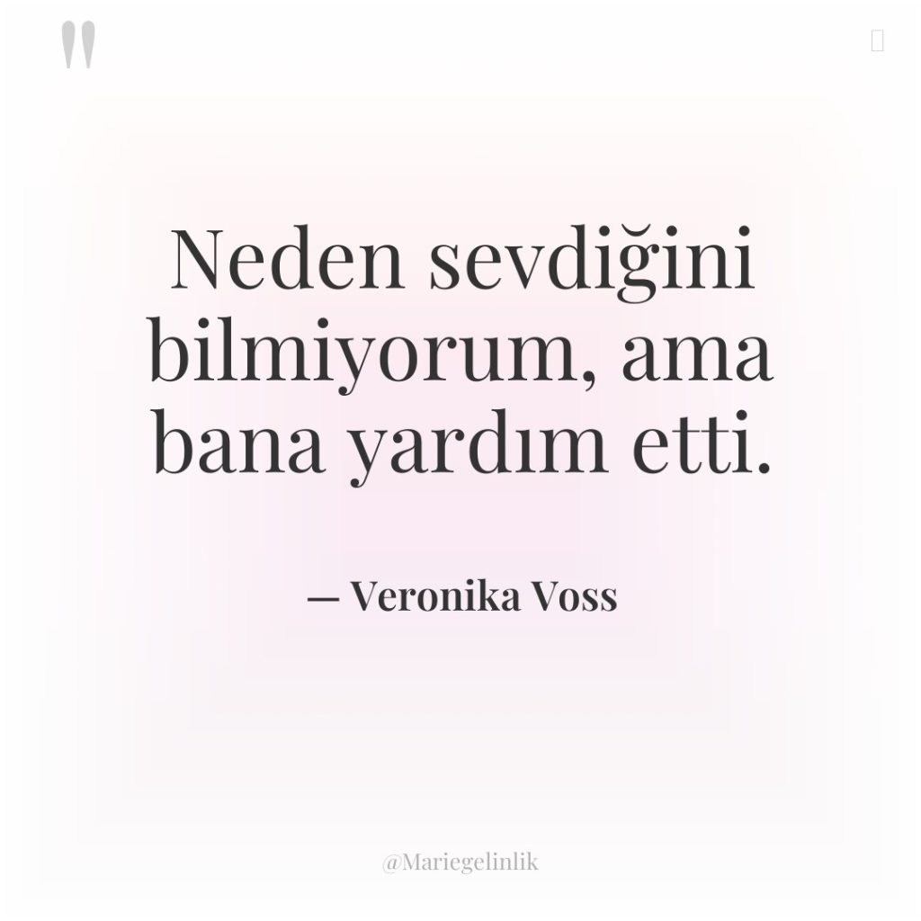 Neden sevdiğini bilmiyorum, ama bana yardım etti.