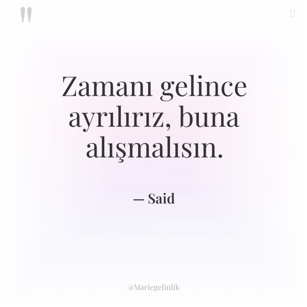 Zamanı gelince ayrılırız, buna alışmalısın.