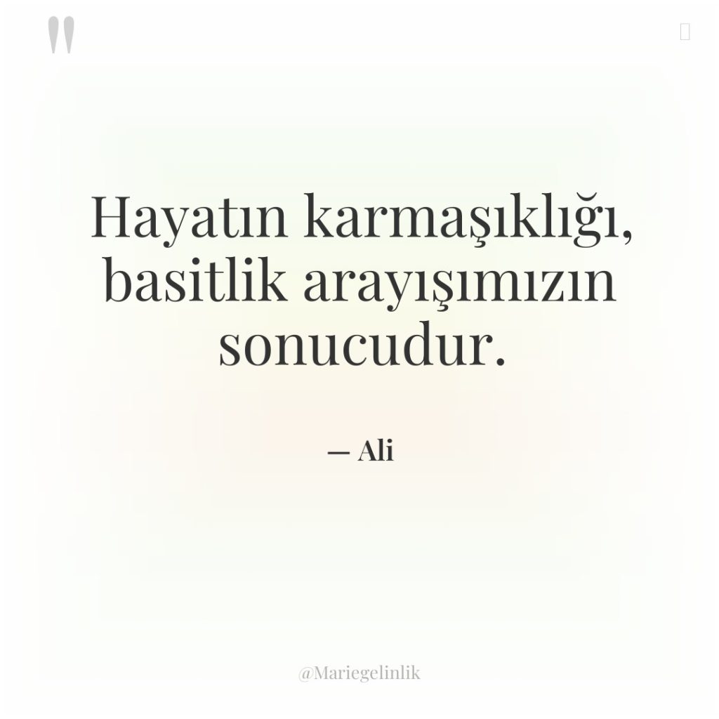 Hayatın karmaşıklığı, basitlik arayışımızın sonucudur.