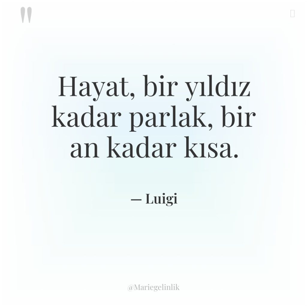 Hayat, bir yıldız kadar parlak, bir an kadar kısa.