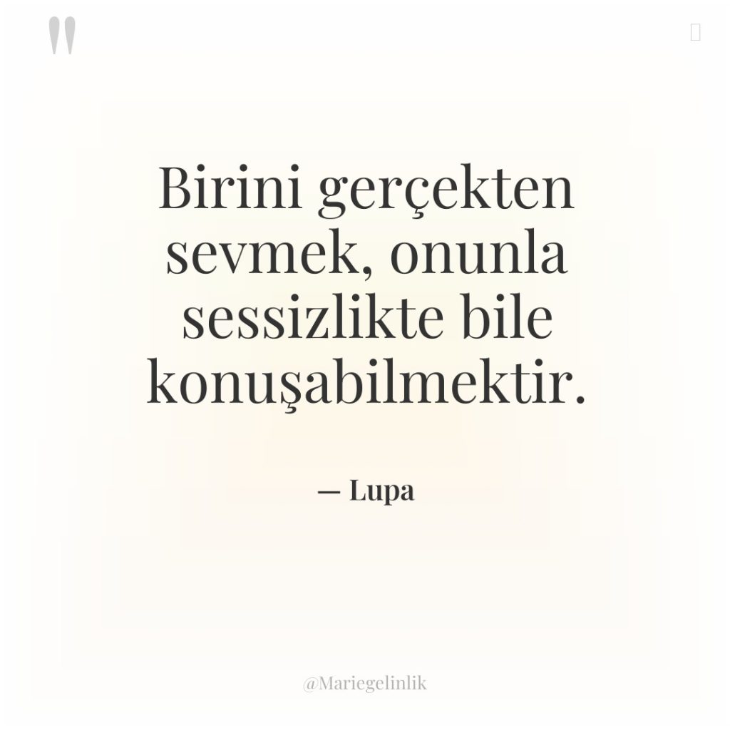 Birini gerçekten sevmek, onunla sessizlikte bile konuşabilmektir.