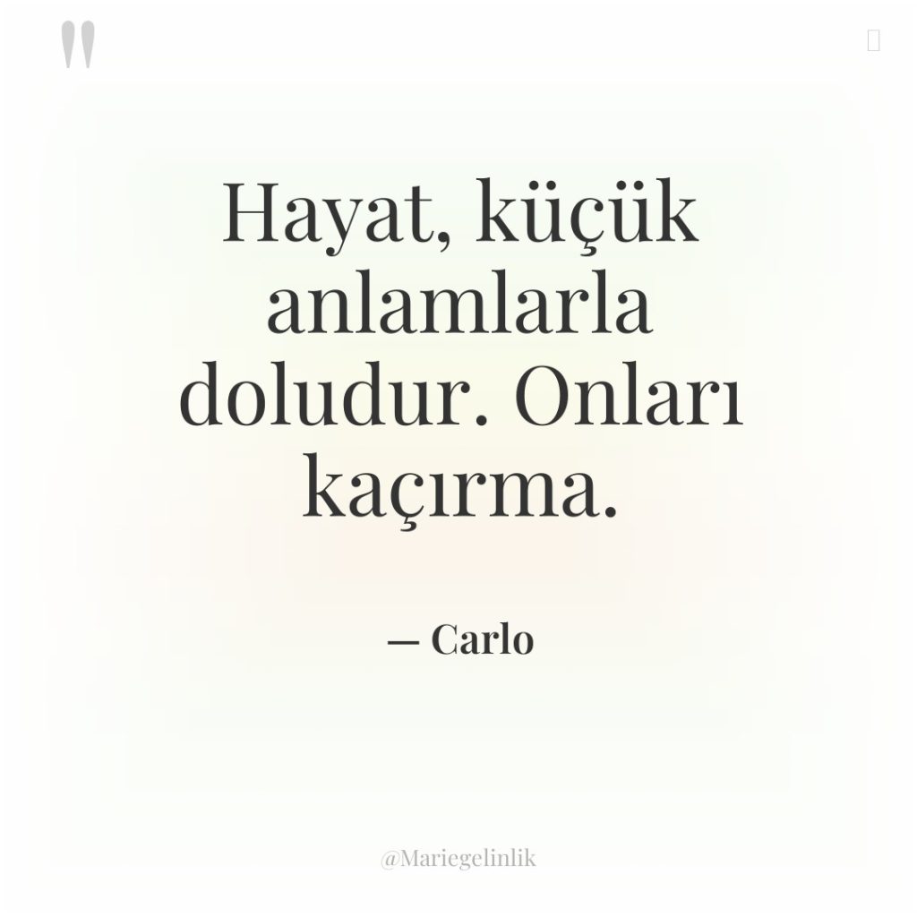 Hayat, küçük anlamlarla doludur. Onları kaçırma.