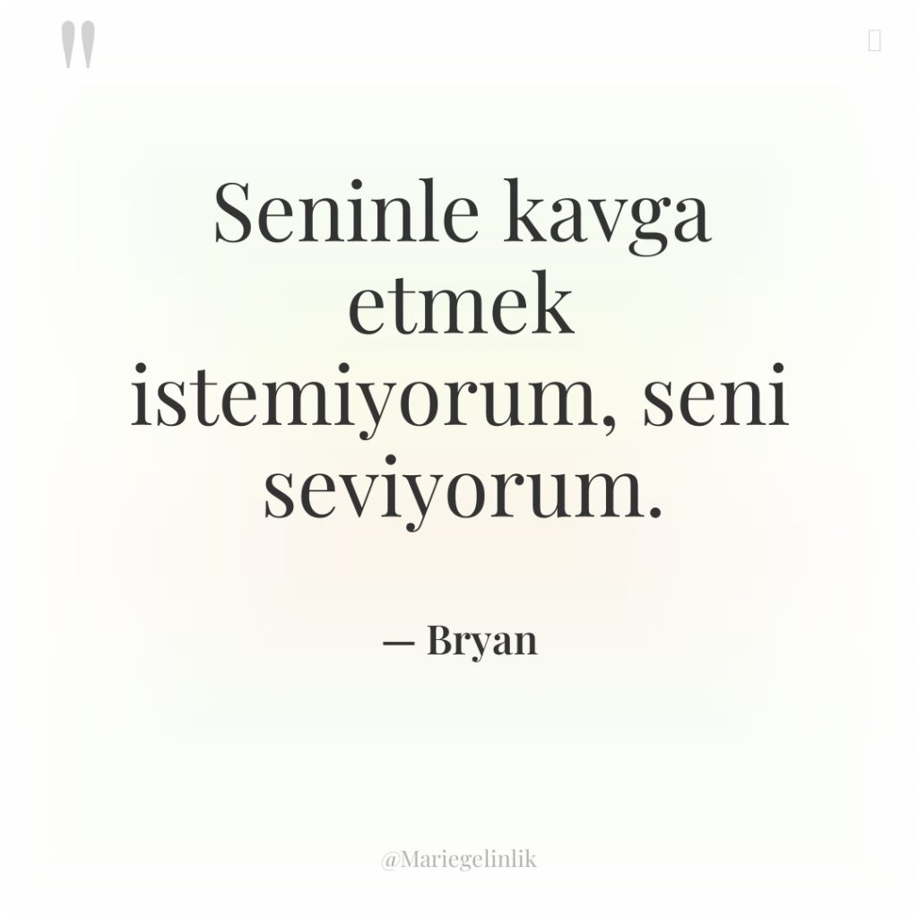 Seninle kavga etmek istemiyorum, seni seviyorum.