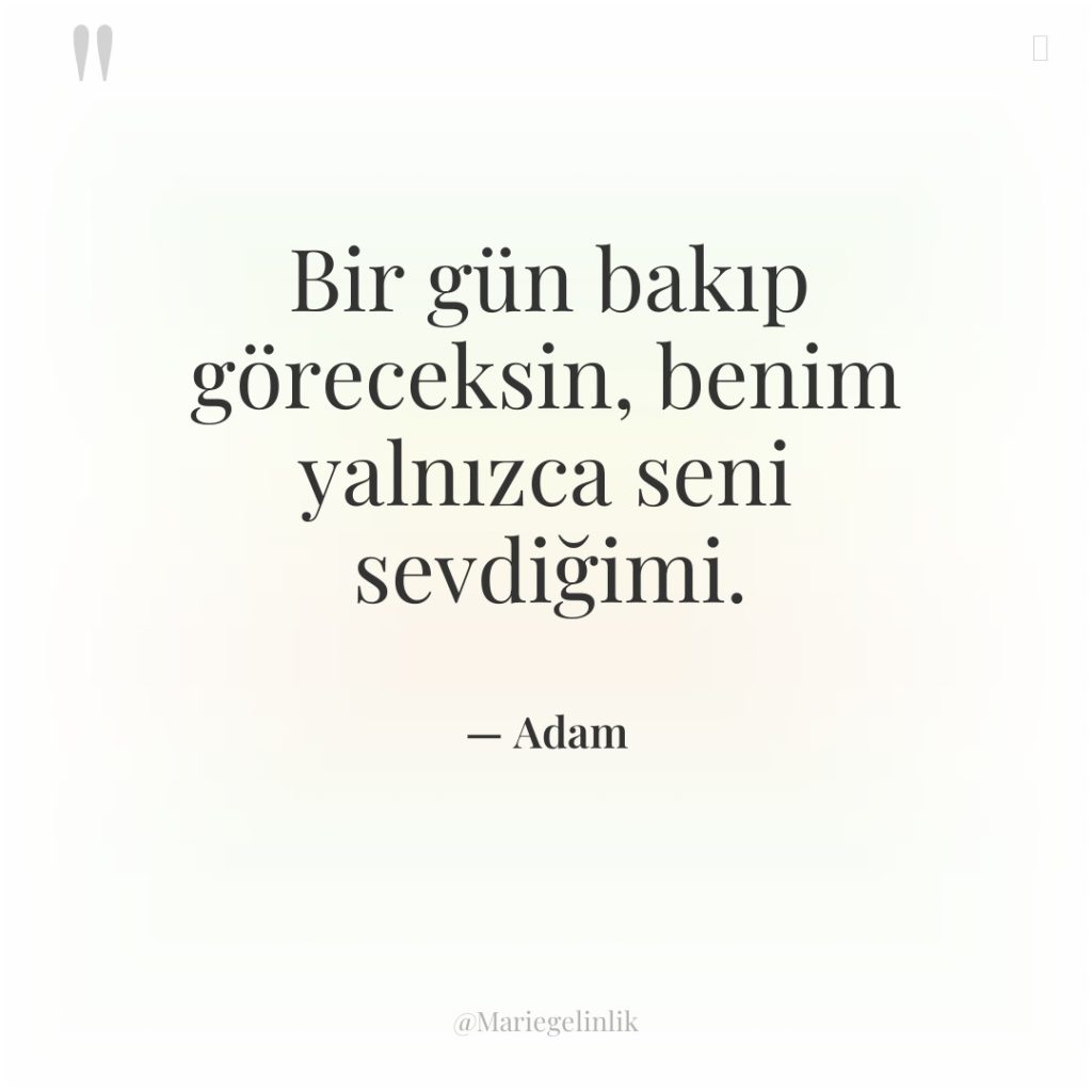 Bir gün bakıp göreceksin, benim yalnızca seni sevdiğimi.