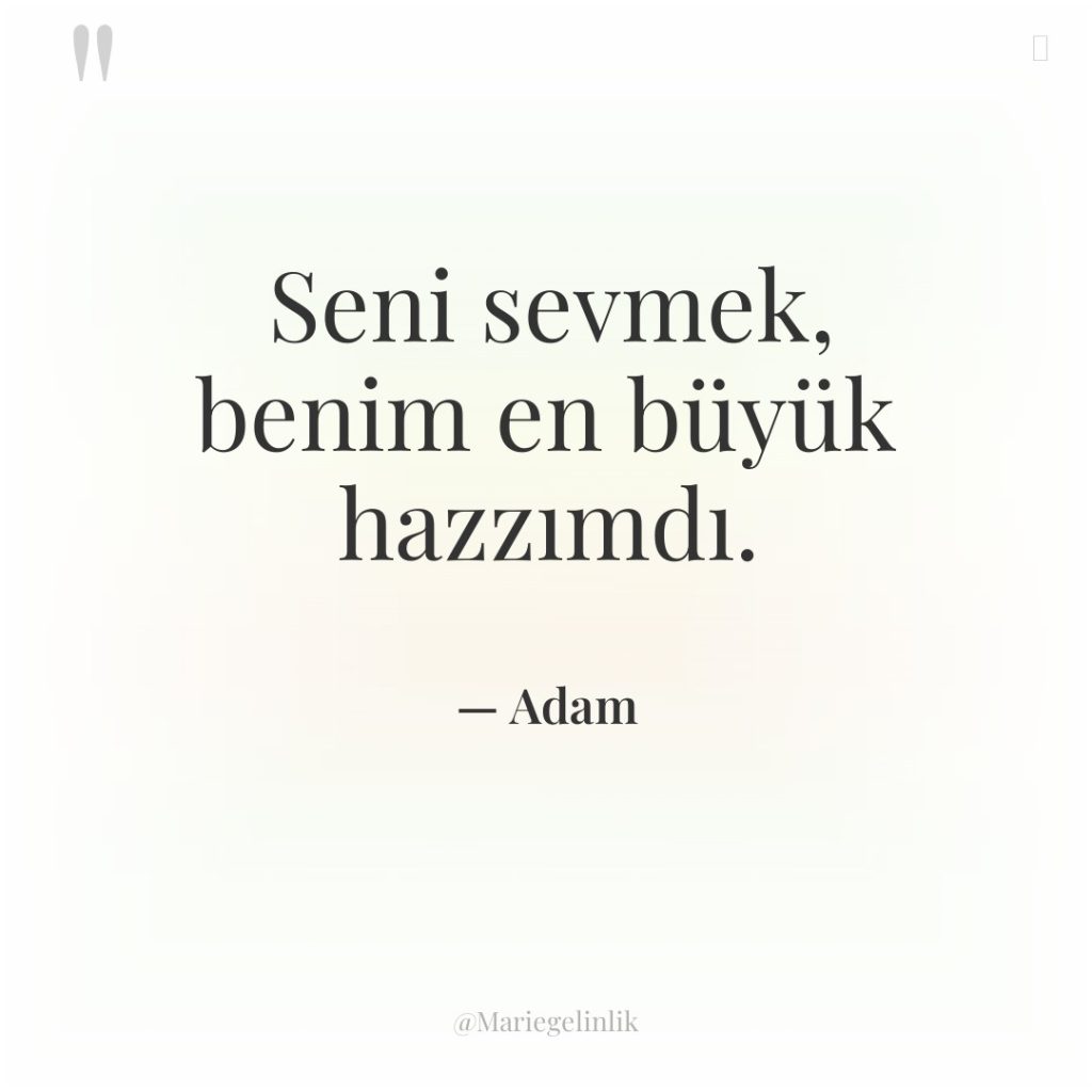 Seni sevmek, benim en büyük hazzımdı.