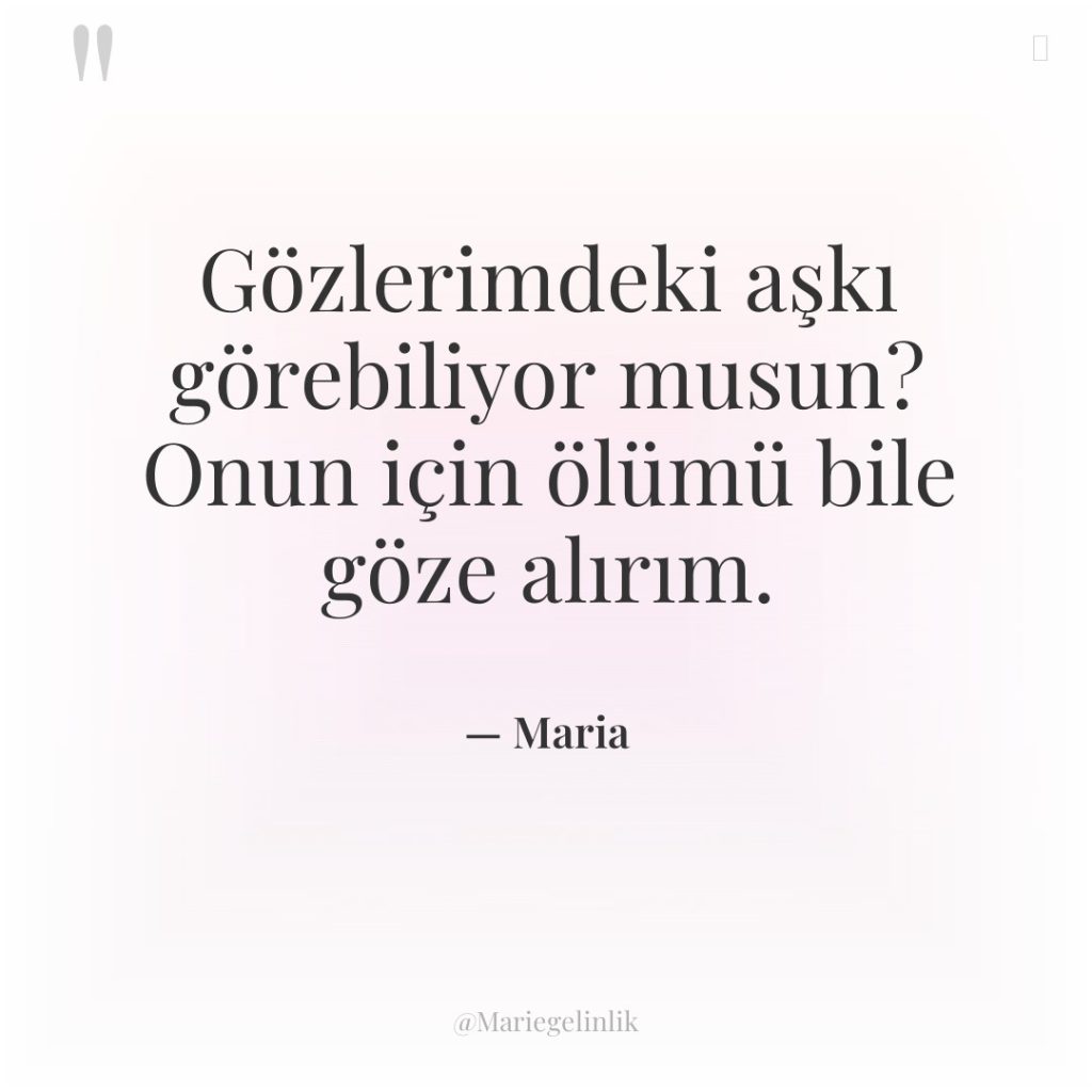 Gözlerimdeki aşkı görebiliyor musun? Onun için ölümü bile göze alırım.