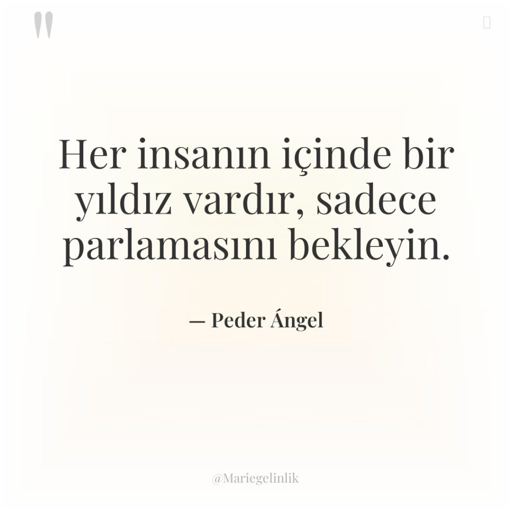 Her insanın içinde bir yıldız vardır, sadece parlamasını bekleyin.