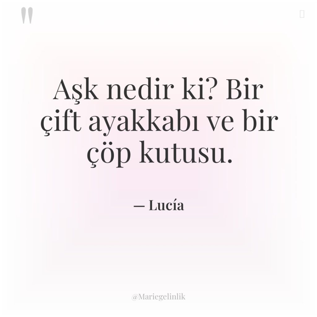 Aşk nedir ki? Bir çift ayakkabı ve bir çöp kutusu.