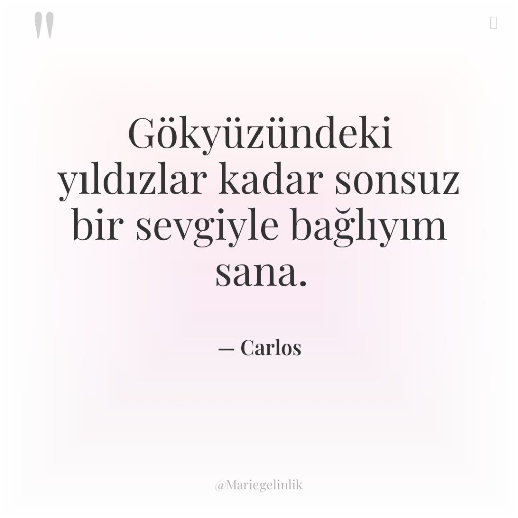 Gökyüzündeki yıldızlar kadar sonsuz bir sevgiyle bağlıyım sana.