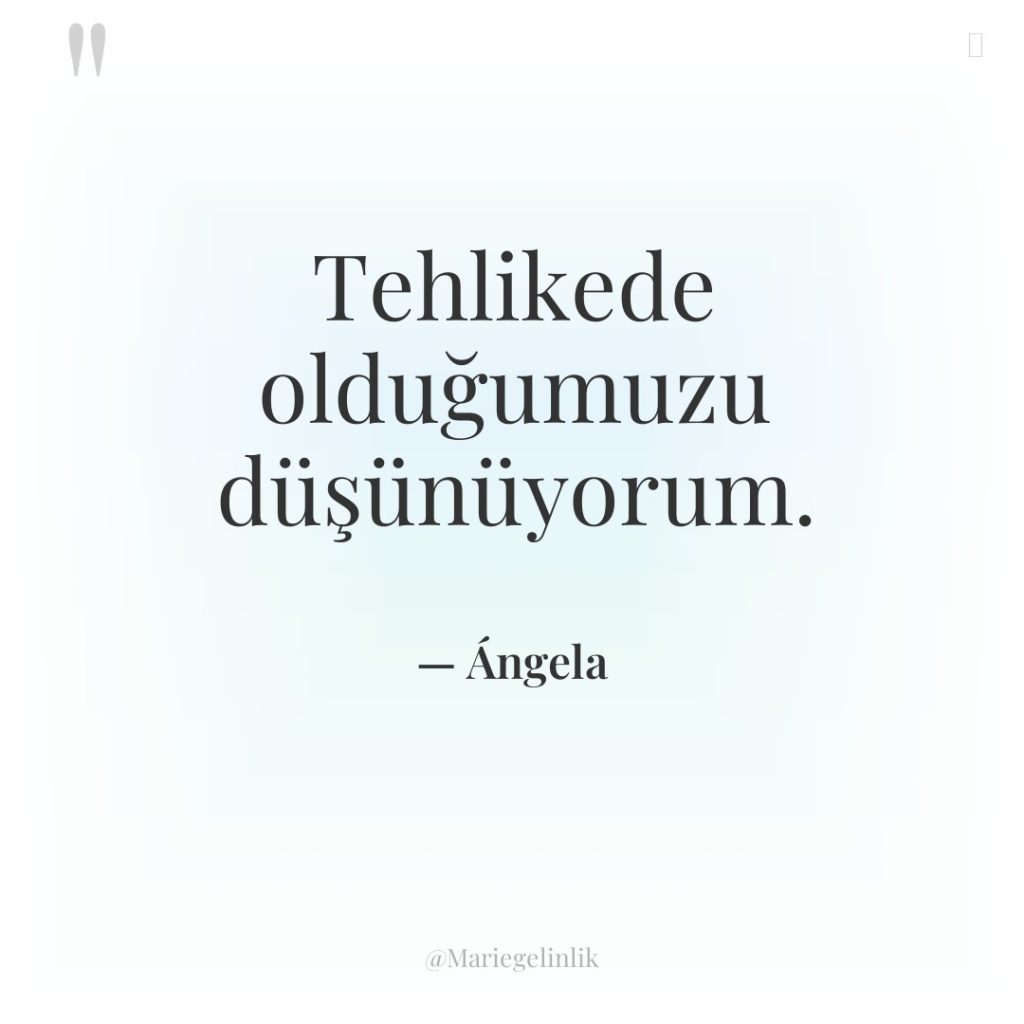 Tehlikede olduğumuzu düşünüyorum.