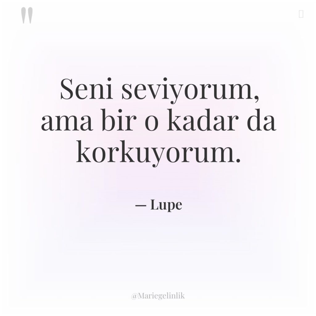 Seni seviyorum, ama bir o kadar da korkuyorum.
