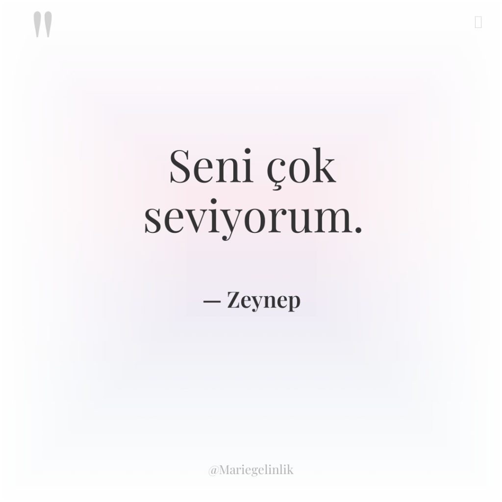 Seni çok seviyorum.