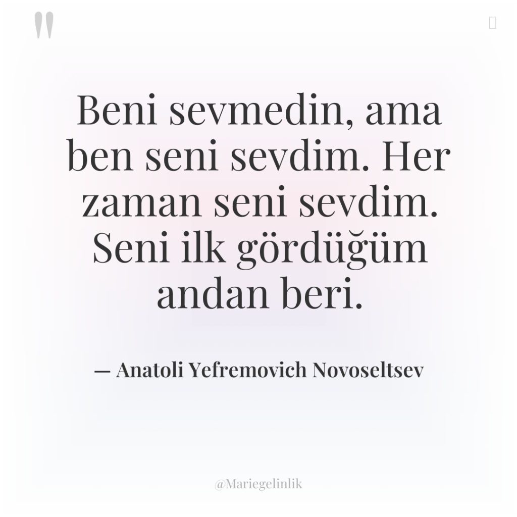 Beni sevmedin, ama ben seni sevdim. Her zaman seni sevdim….