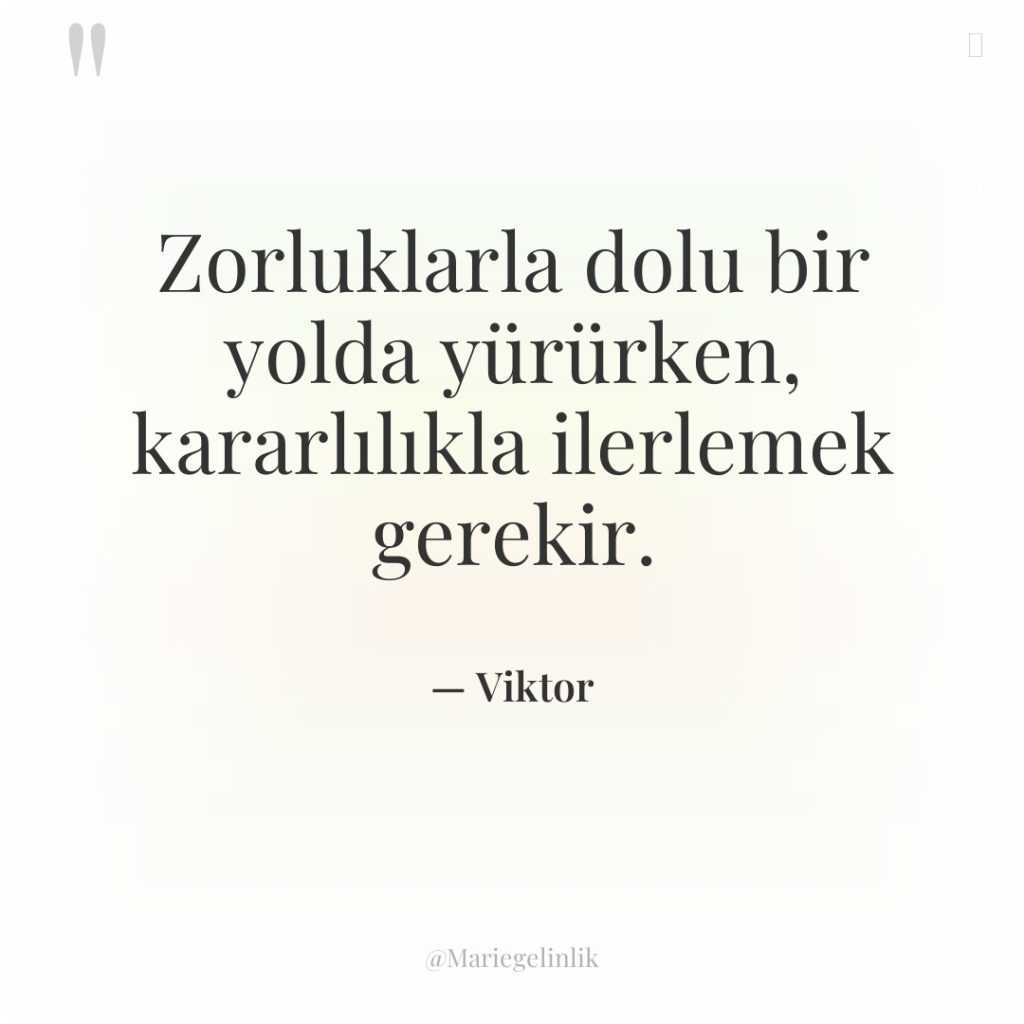 Zorluklarla dolu bir yolda yürürken, kararlılıkla ilerlemek gerekir.