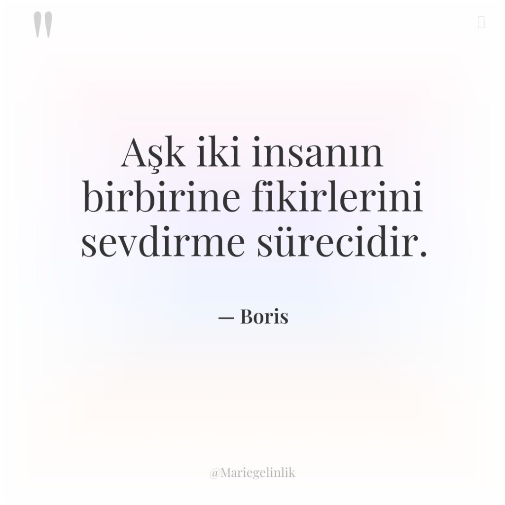 Aşk iki insanın birbirine fikirlerini sevdirme sürecidir.