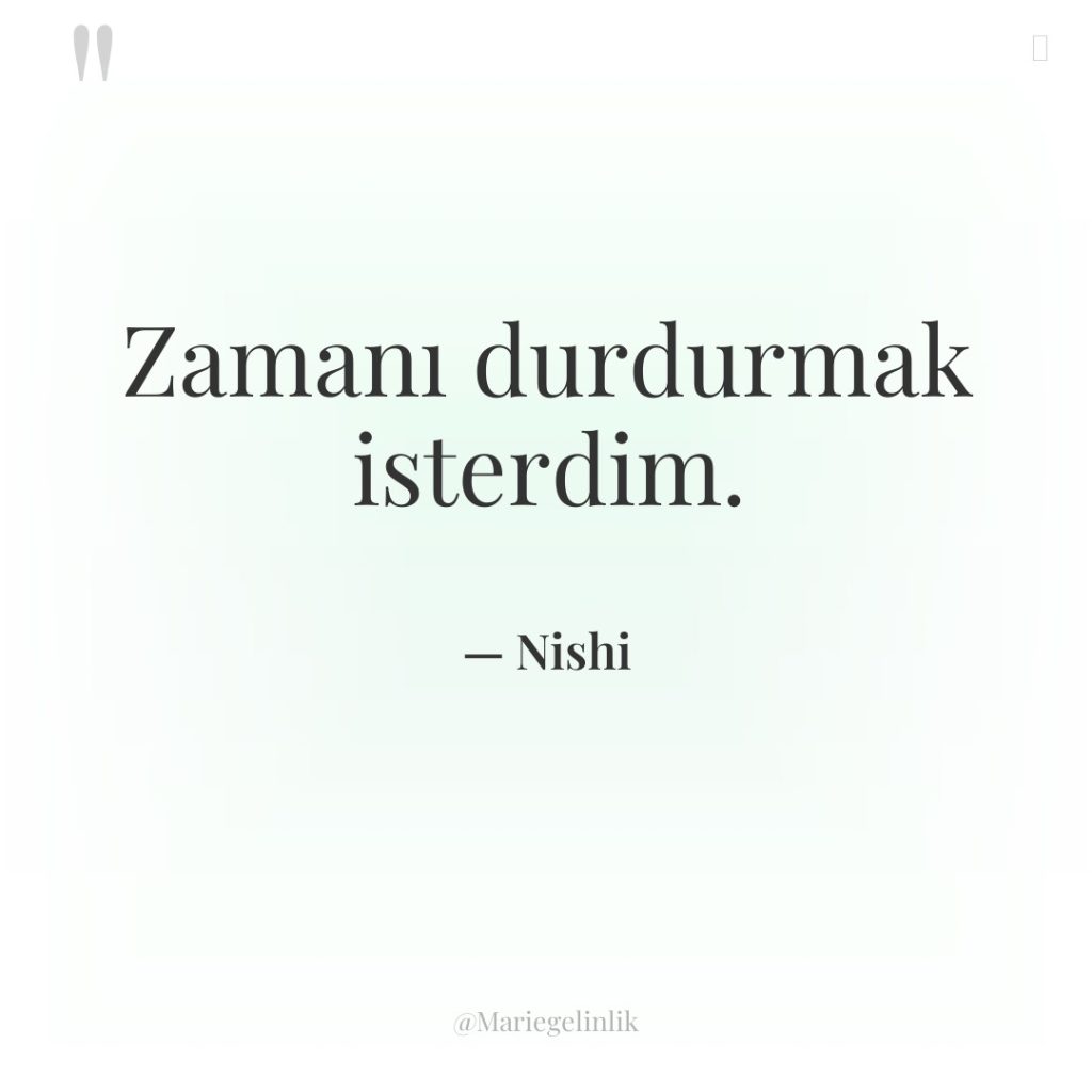 Zamanı durdurmak isterdim.