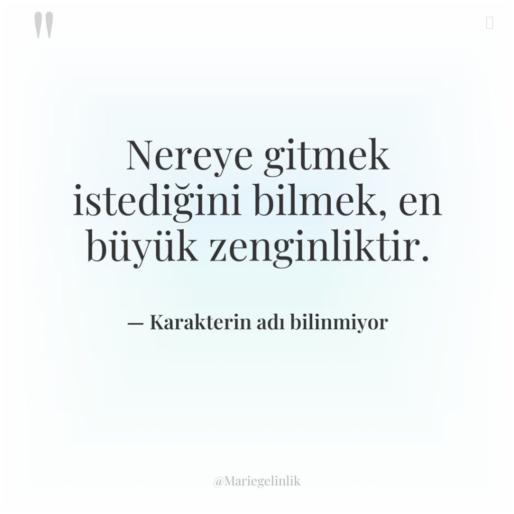 Nereye gitmek istediğini bilmek, en büyük zenginliktir.