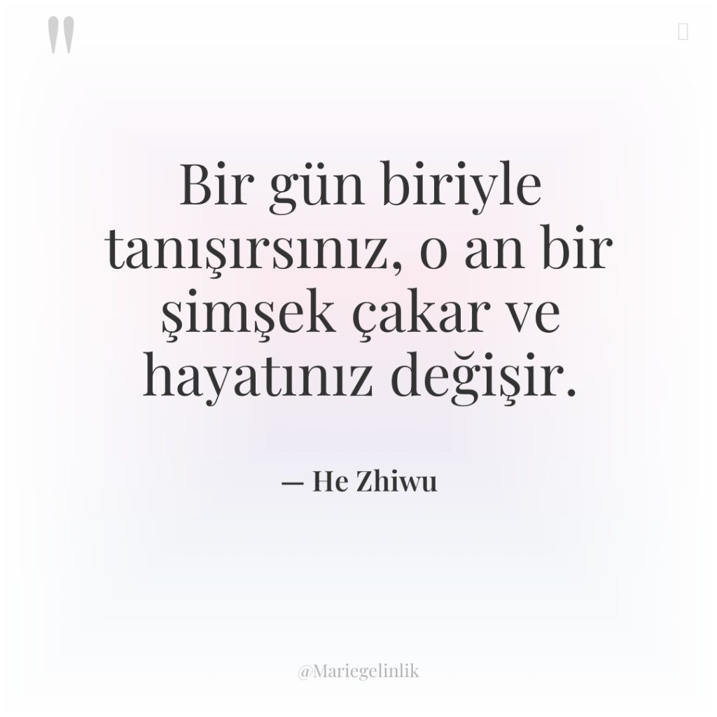 Bir gün biriyle tanışırsınız, o an bir şimşek çakar ve…