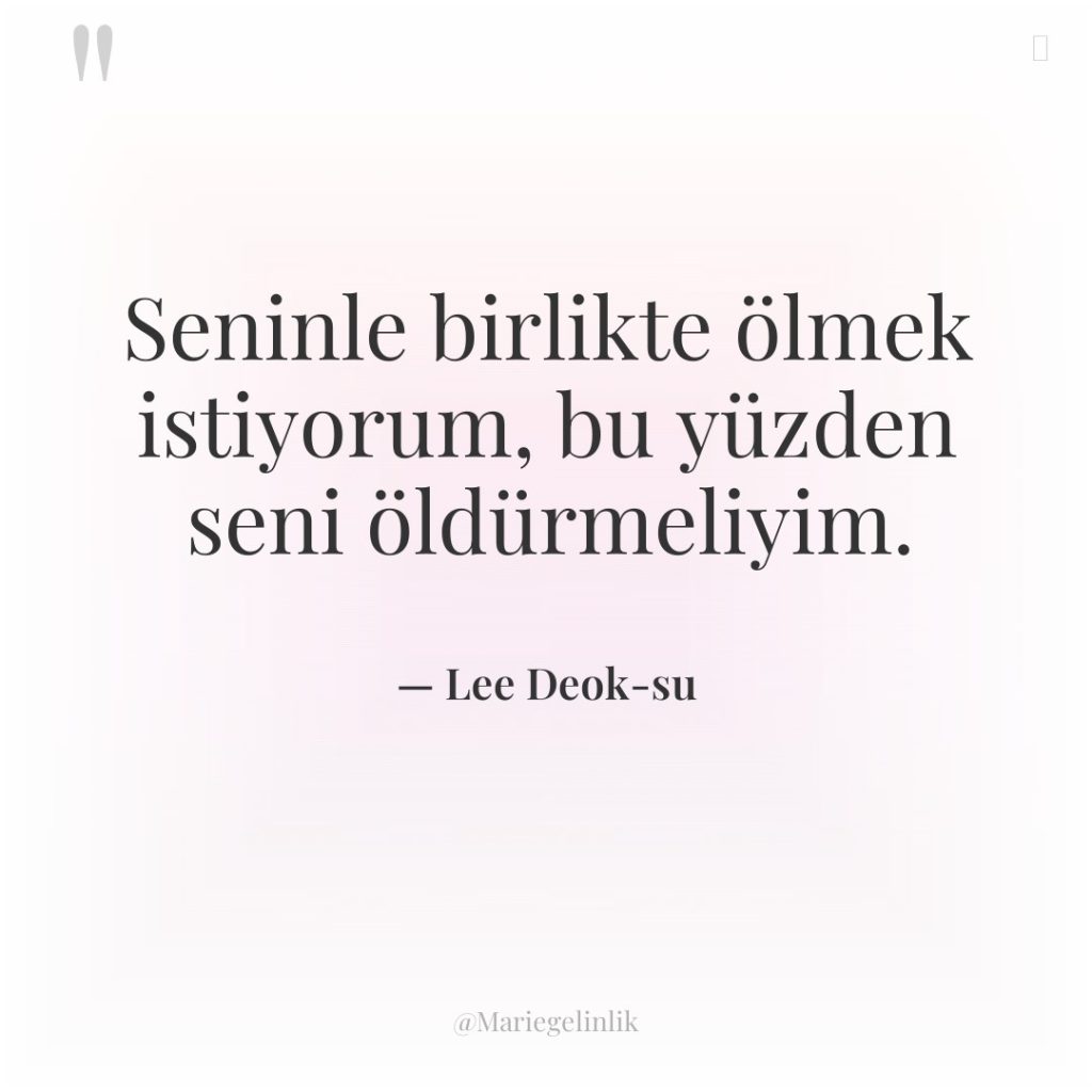 Seninle birlikte ölmek istiyorum, bu yüzden seni öldürmeliyim.