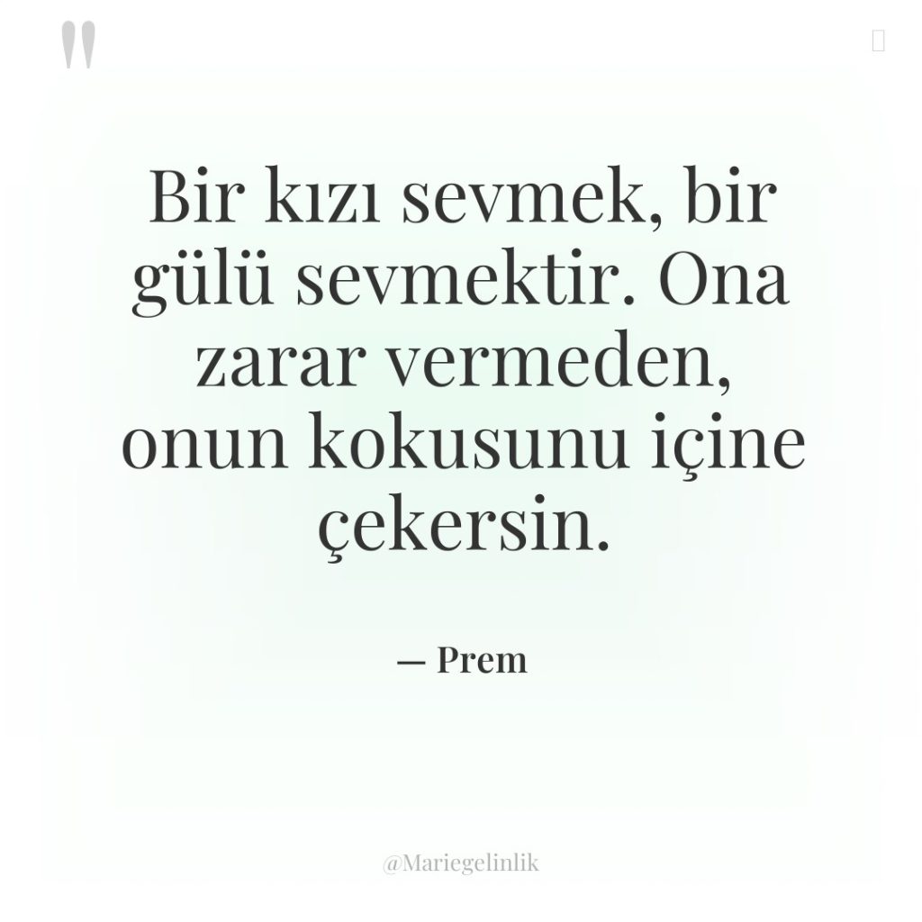 Bir kızı sevmek, bir gülü sevmektir. Ona zarar vermeden, onun…