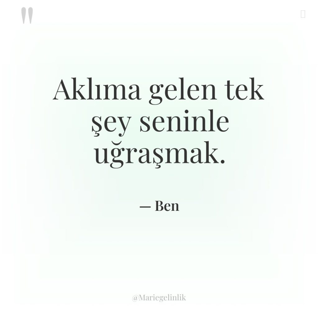 Aklıma gelen tek şey seninle uğraşmak.