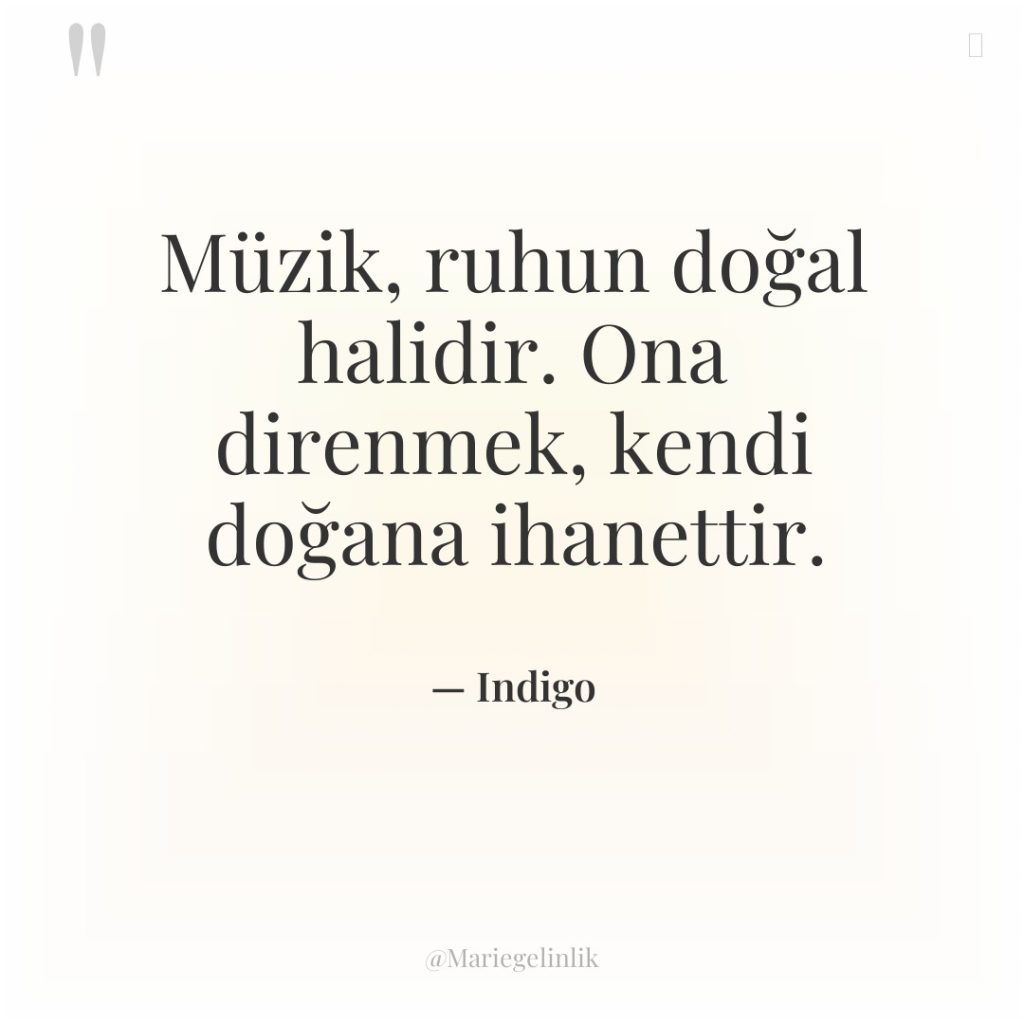 Müzik, ruhun doğal halidir. Ona direnmek, kendi doğana ihanettir.